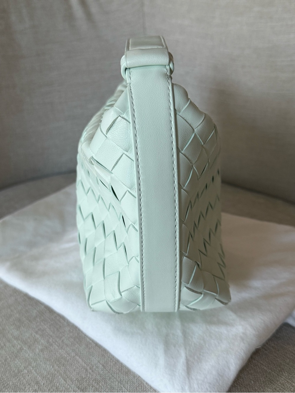 Bottega Veneta Wallace Intrecciato Nappa Woven Bag in Light Mint Blue Green - Picture 5 of 9
